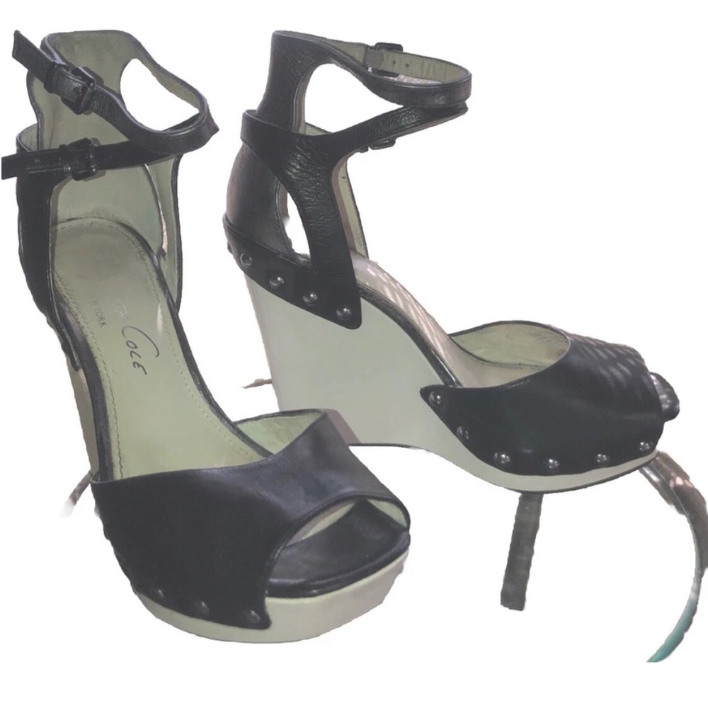 Reaction Kenneth Cole Studded Black and White Wedges